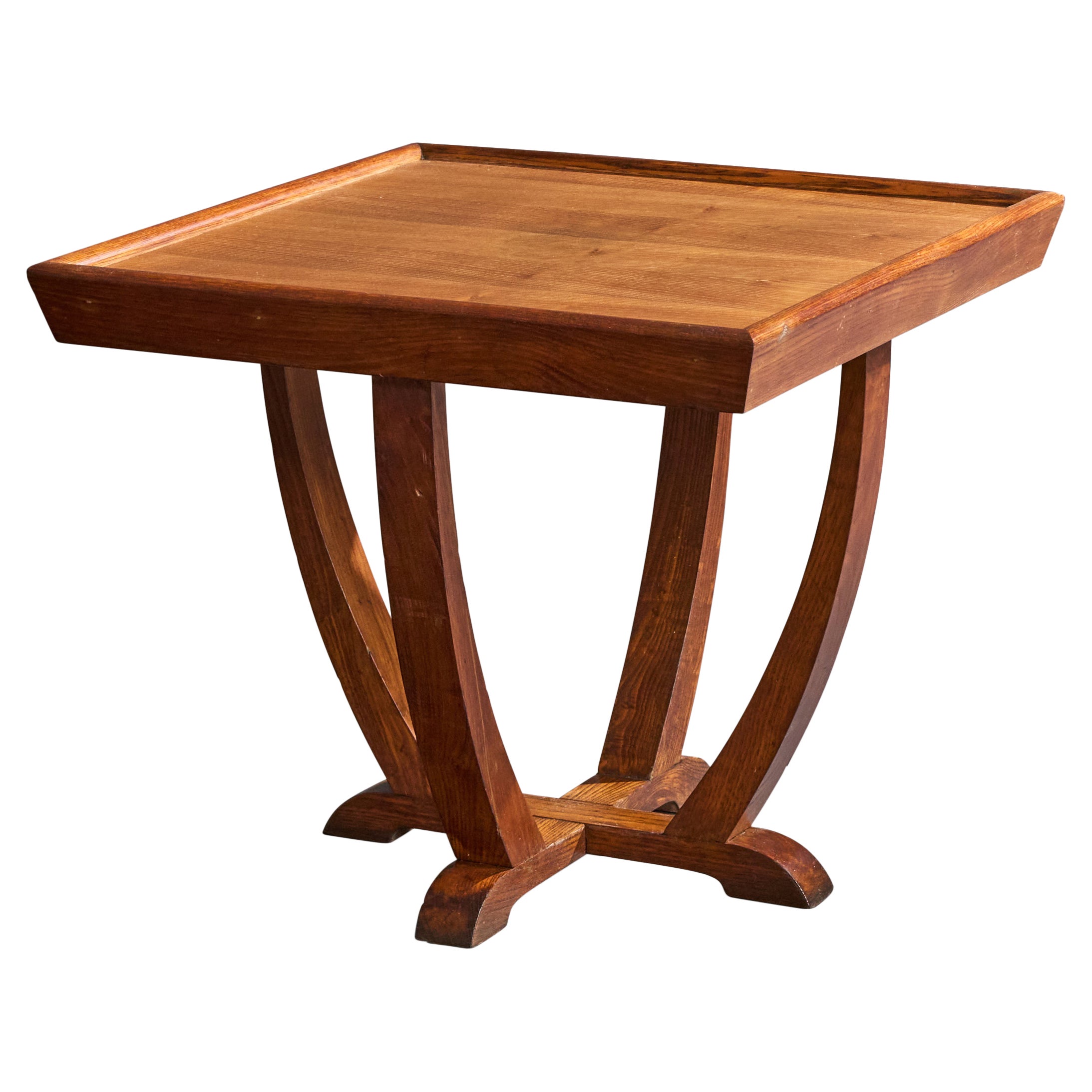Diseñador francés, Mesa auxiliar, Roble, Francia, Años 30
