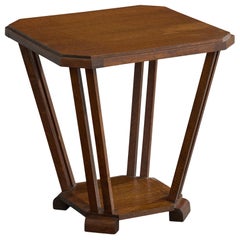 French Designer, Side Table, Oak, France, 1930s