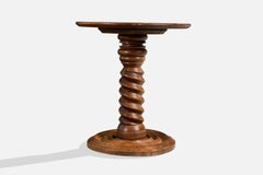 French Designer, Side Table, Oak, France, 1940s