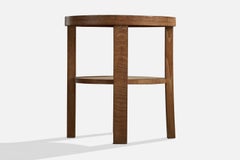 French Designer, Side Table, Oak, France, 1940s