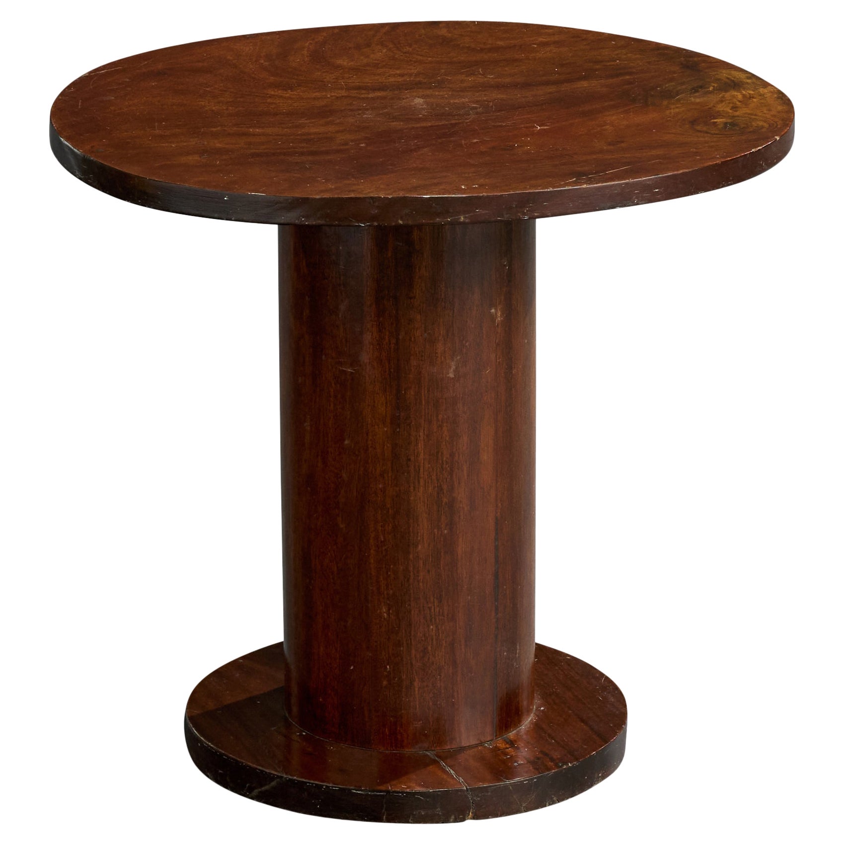 French Designer, Side Table, Walnut, France, 1930s