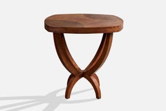 French Designer, Side Table, Wood, France, 1930s