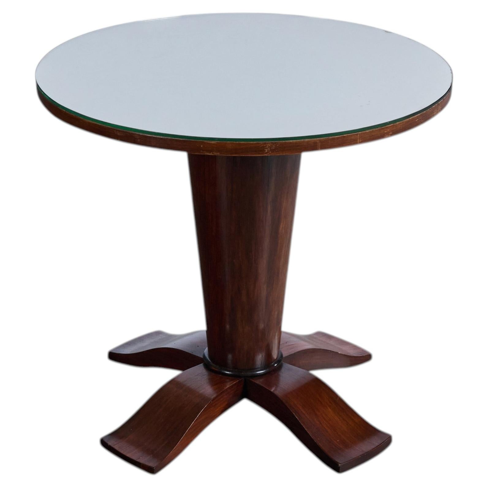 French Designer, Side Table, Wood, Mirror Glass, France, 1940s