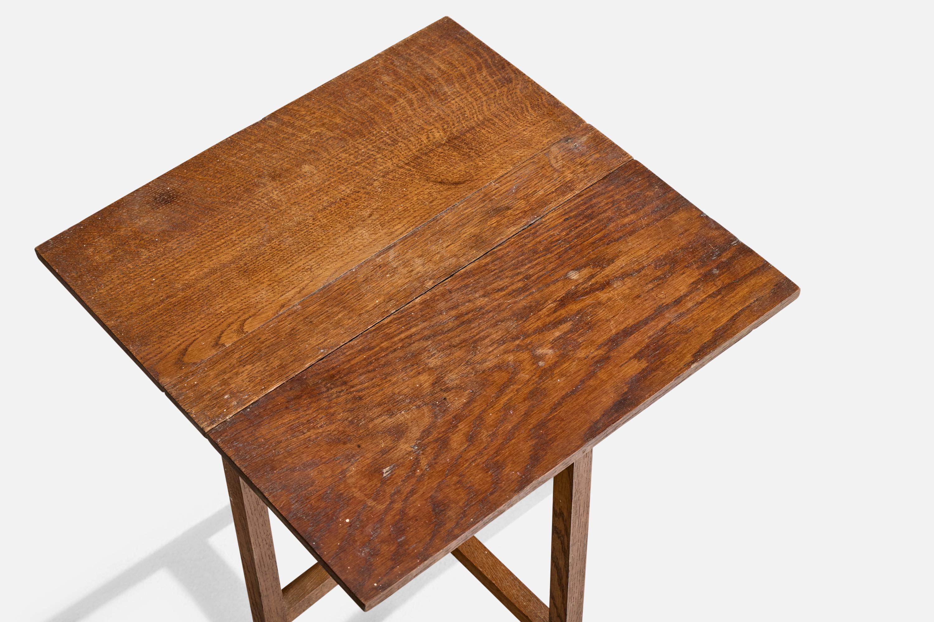 French Designer, Side Tables, Oak, France, 1950s For Sale 1