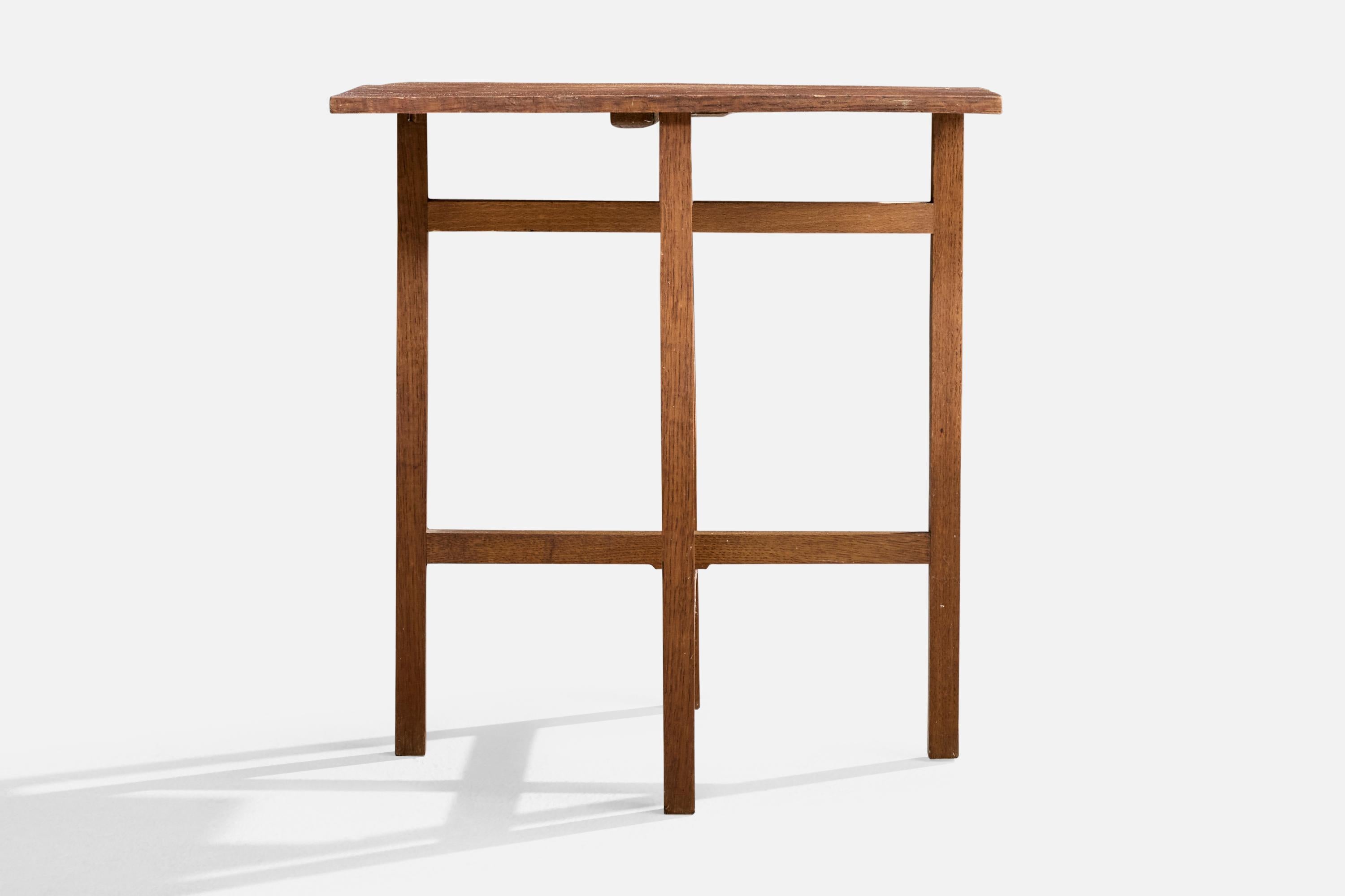 French Designer, Side Tables, Oak, France, 1950s For Sale 3