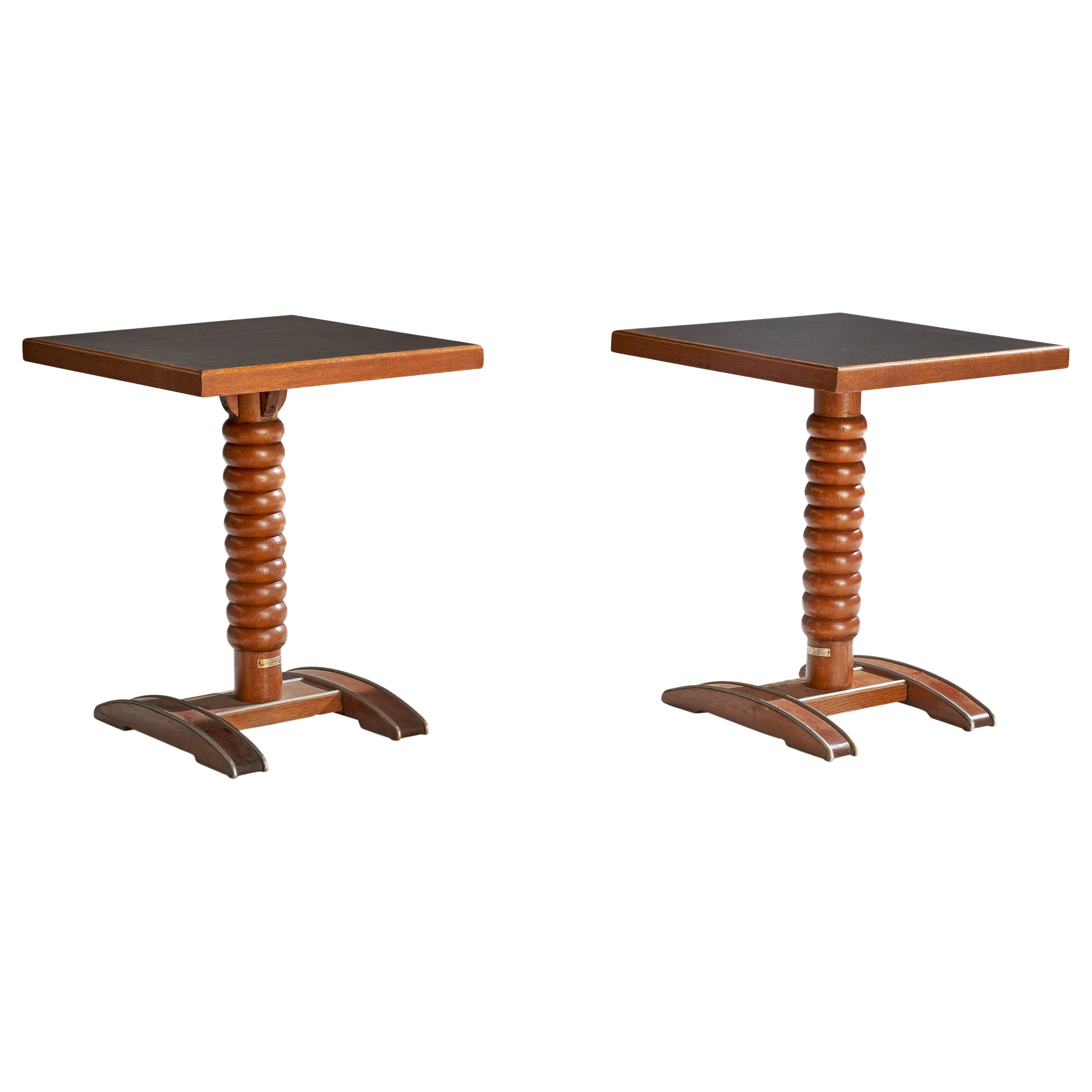 Tavolini di design francese, Oak, metallo Francia, anni '30 in vendita