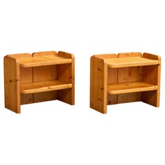 French Designer, Side Tables, Pine, France, 1970s