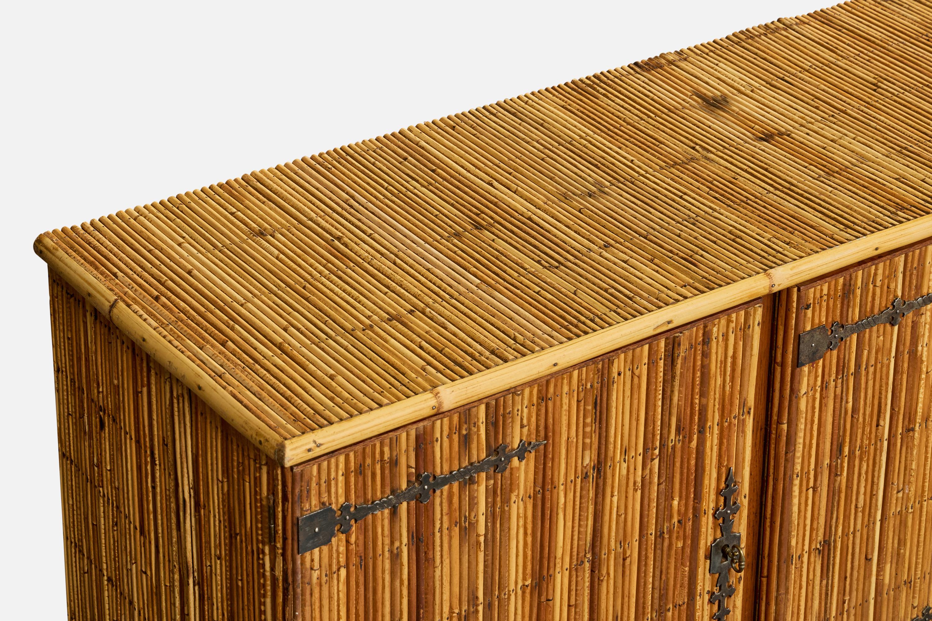 French Designer, Sideboard, Bamboo, Rattan, Iron, France, 1950s en vente 3