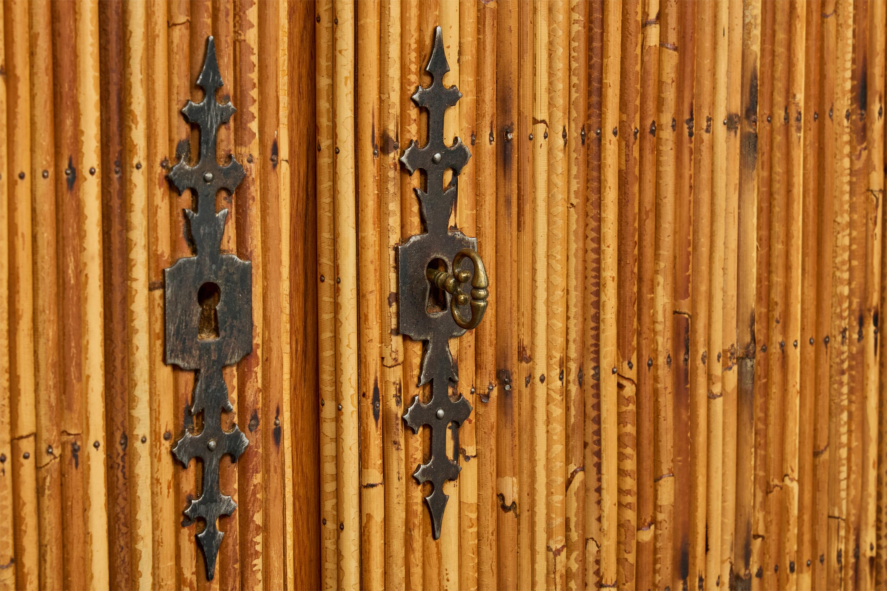French Designer, Sideboard, Bamboo, Rattan, Iron, France, 1950s en vente 1