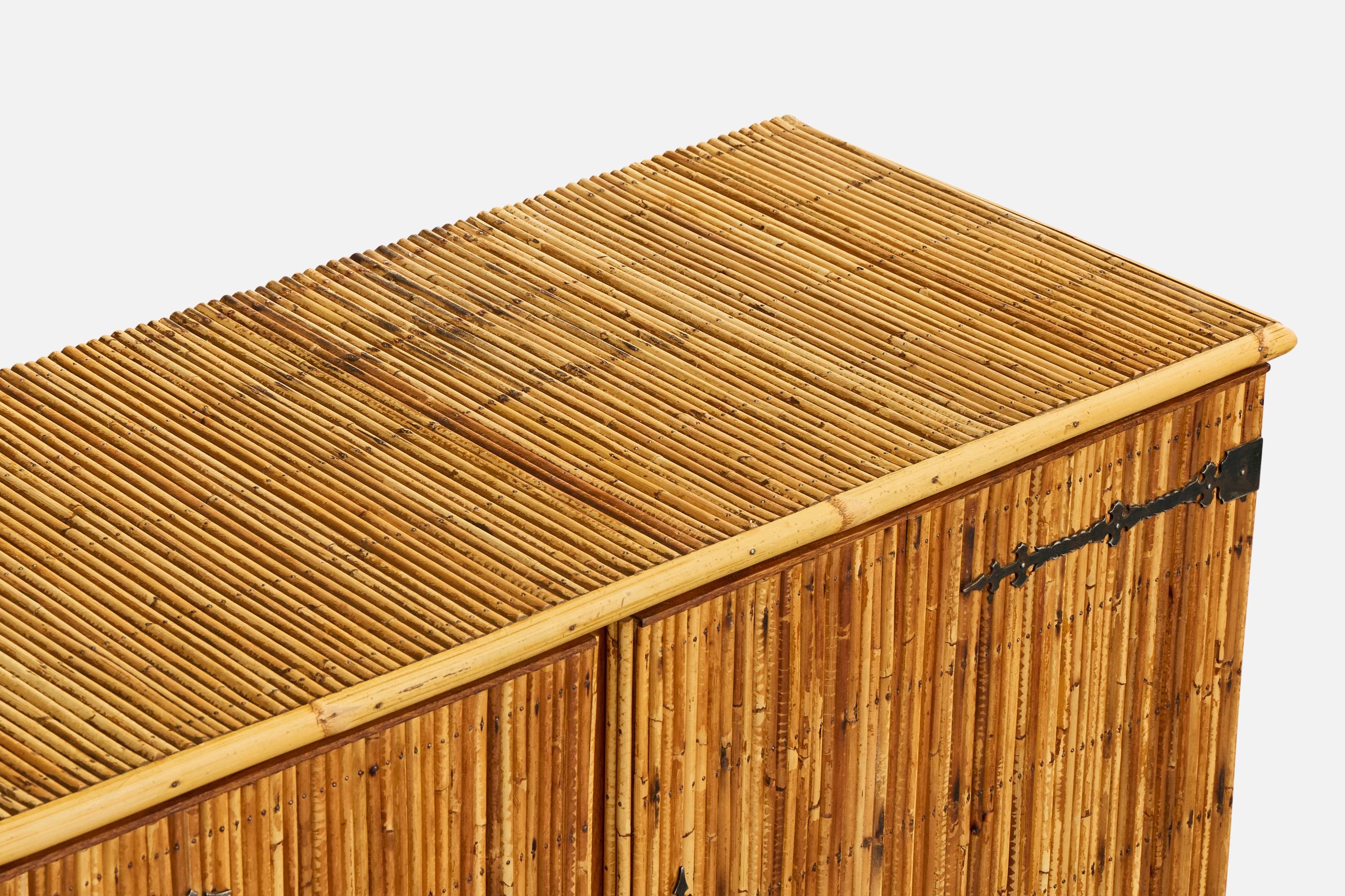 French Designer, Sideboard, Bamboo, Rattan, Iron, France, 1950s en vente 2