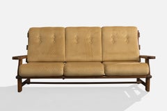 French Designer, Sofa, Oak, Fabric, France, 1960s