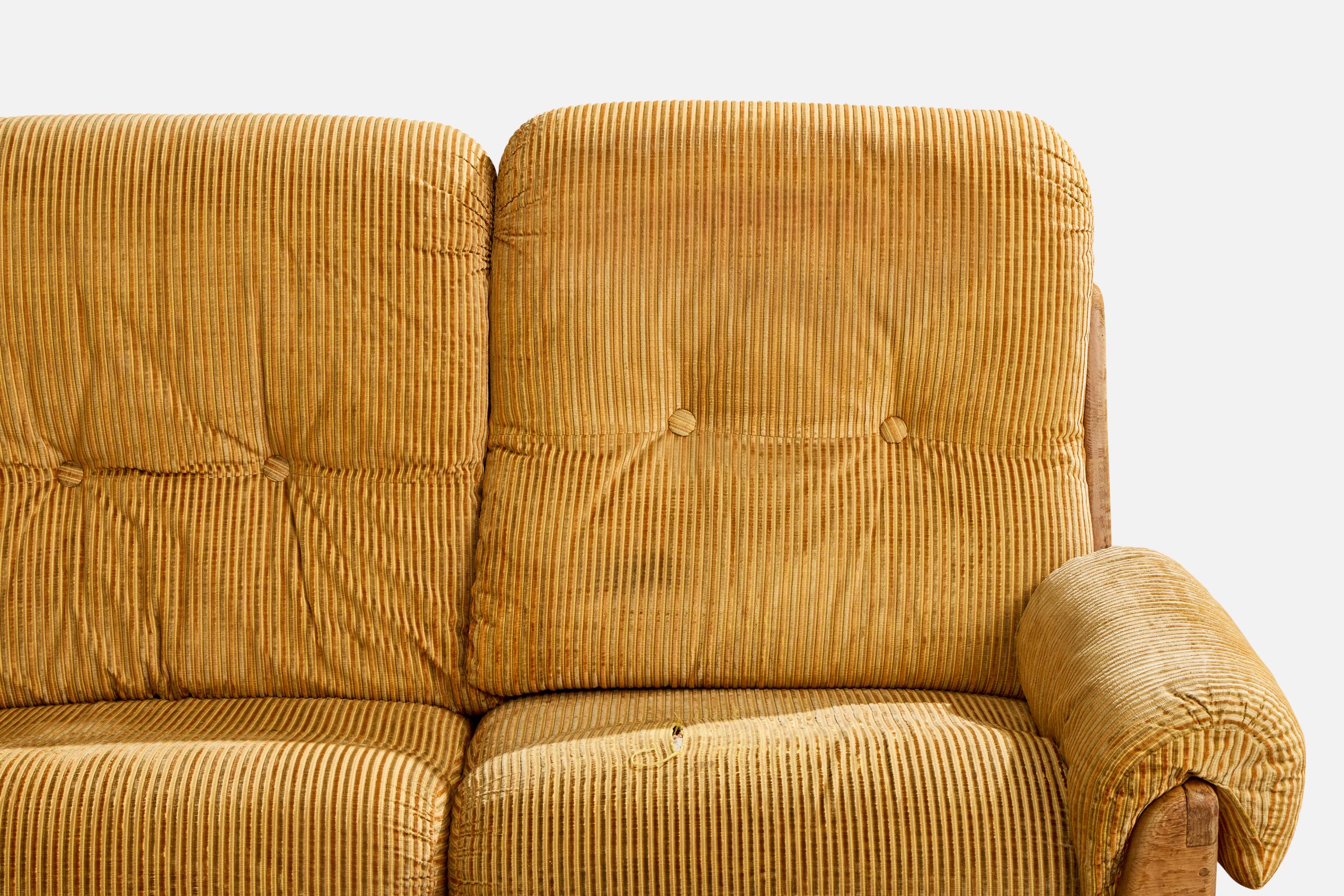 Divano di design francese, Wood, ferro, tessuto, Francia, anni '40 in vendita 4