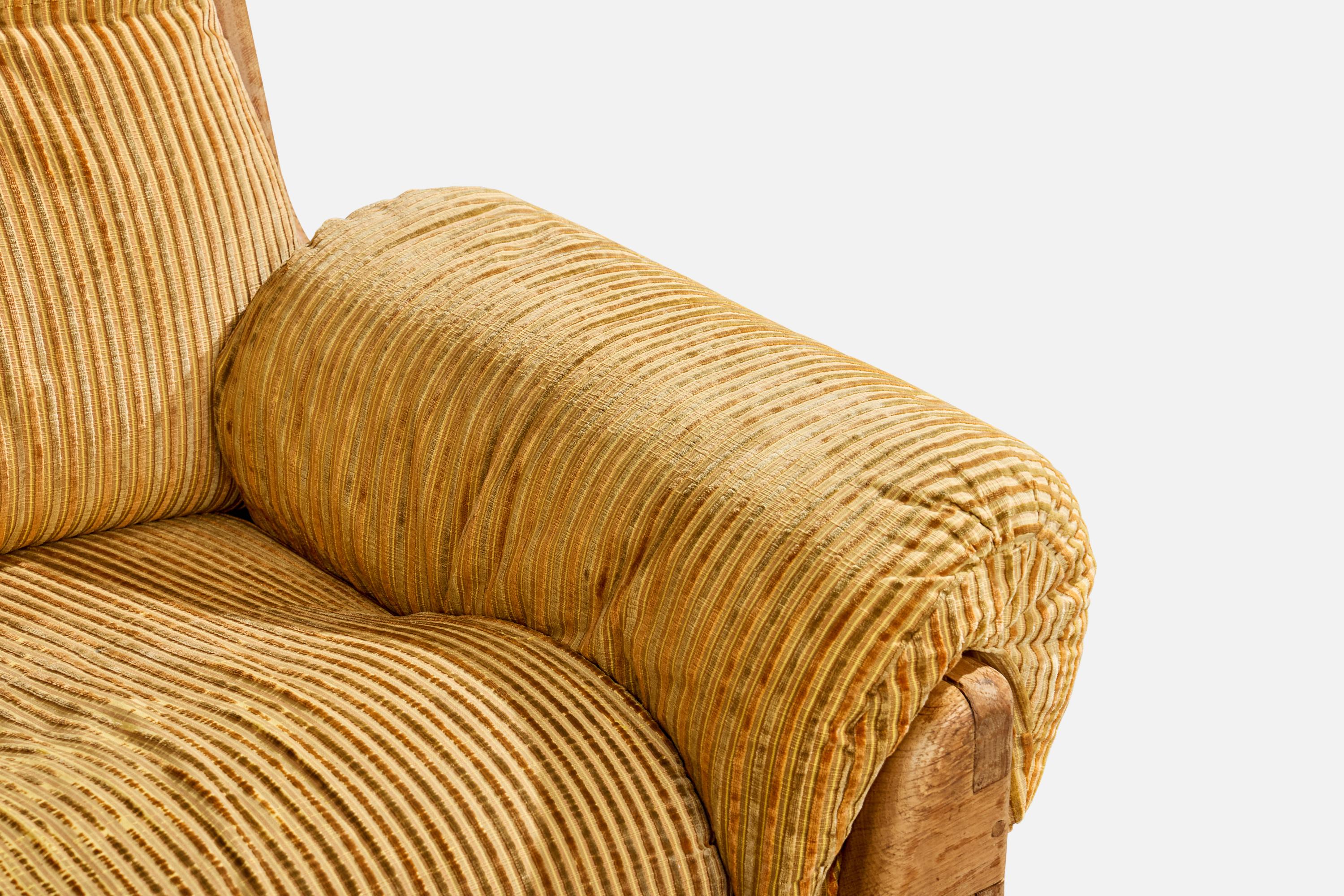 Divano di design francese, Wood, ferro, tessuto, Francia, anni '40 in vendita 5