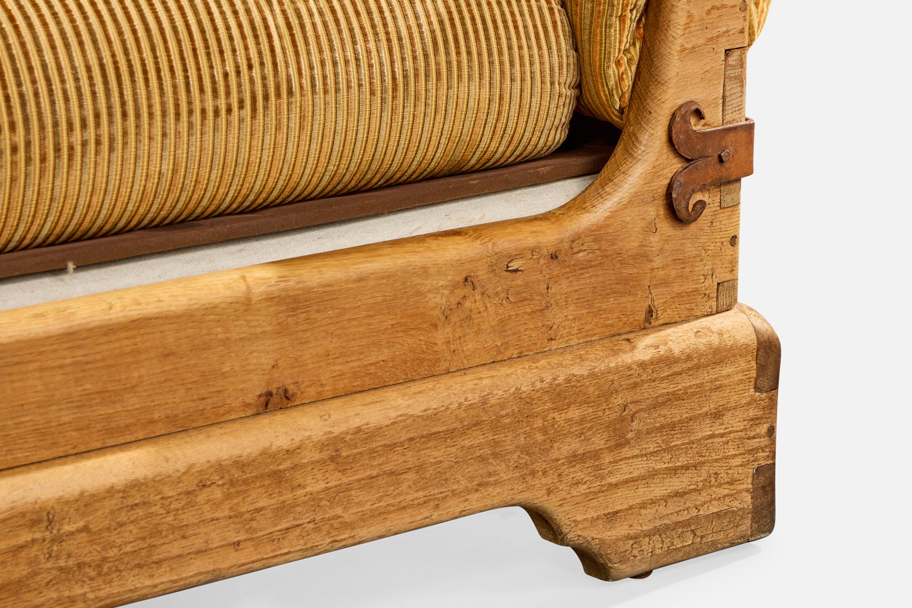 Divano di design francese, Wood, ferro, tessuto, Francia, anni '40 in vendita 8