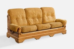 French Designer, Sofa, Wood, Iron, Fabric, France, 1940s