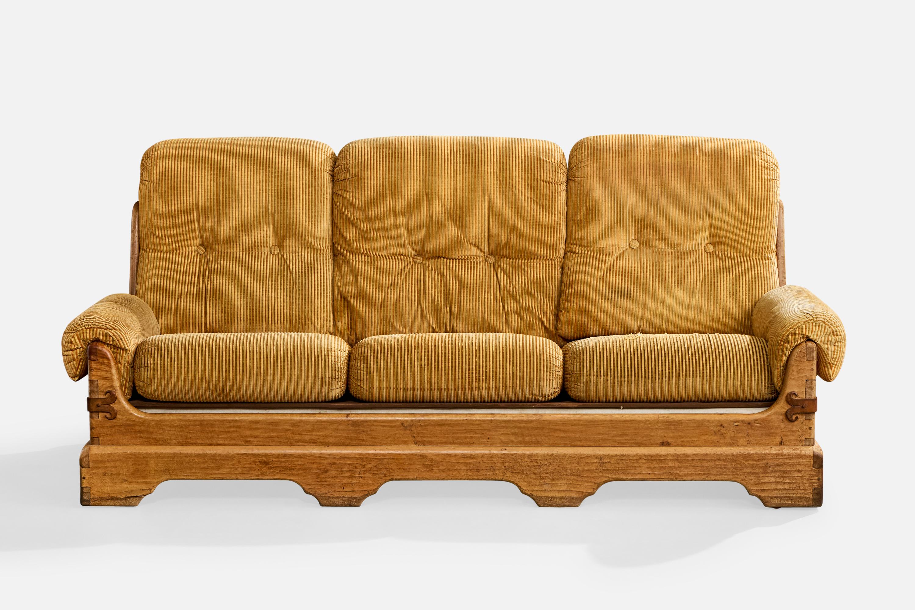 Mid-Century moderno Divano di design francese, Wood, ferro, tessuto, Francia, anni '40 in vendita