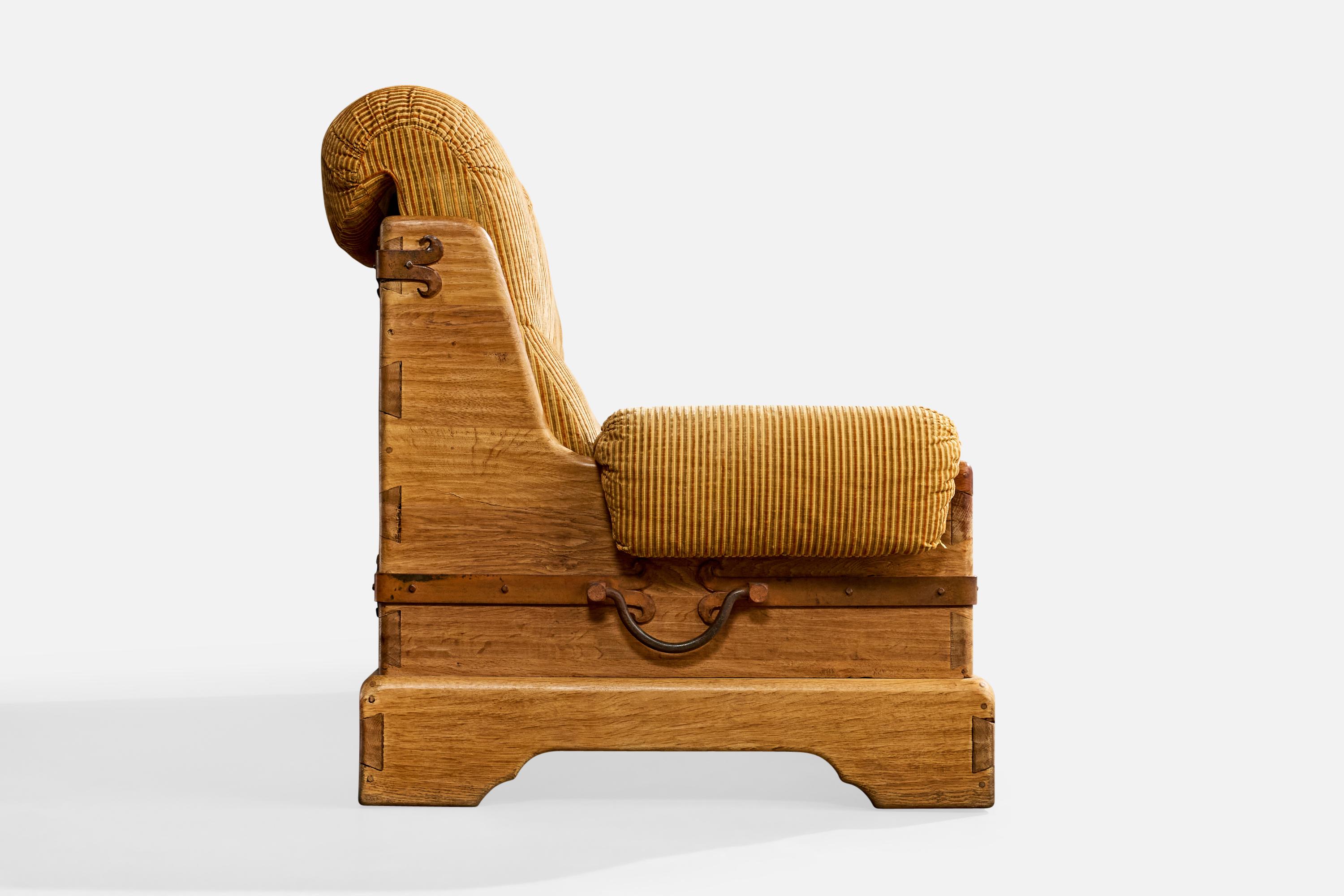 Ferro Divano di design francese, Wood, ferro, tessuto, Francia, anni '40 in vendita