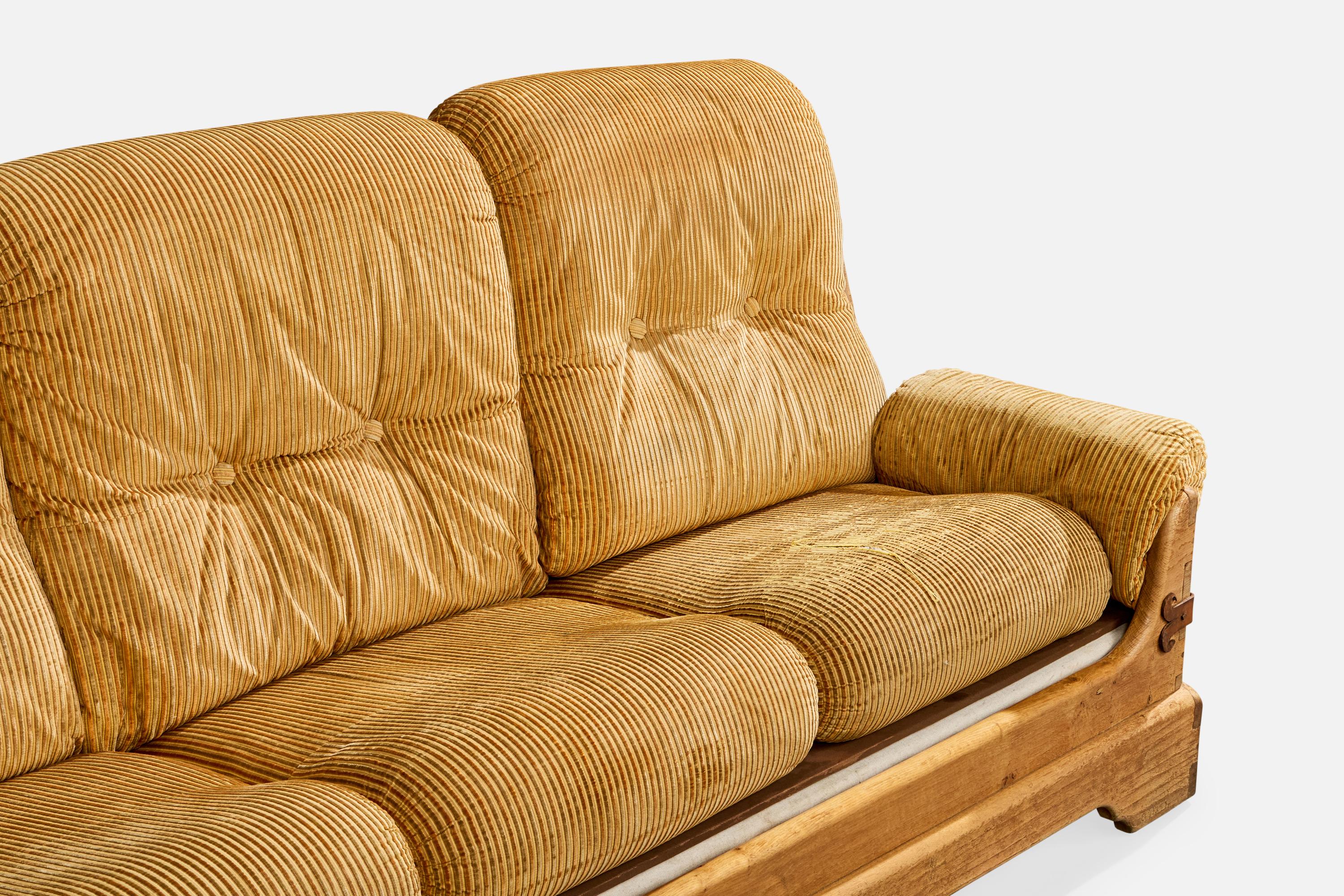 Divano di design francese, Wood, ferro, tessuto, Francia, anni '40 in vendita 1