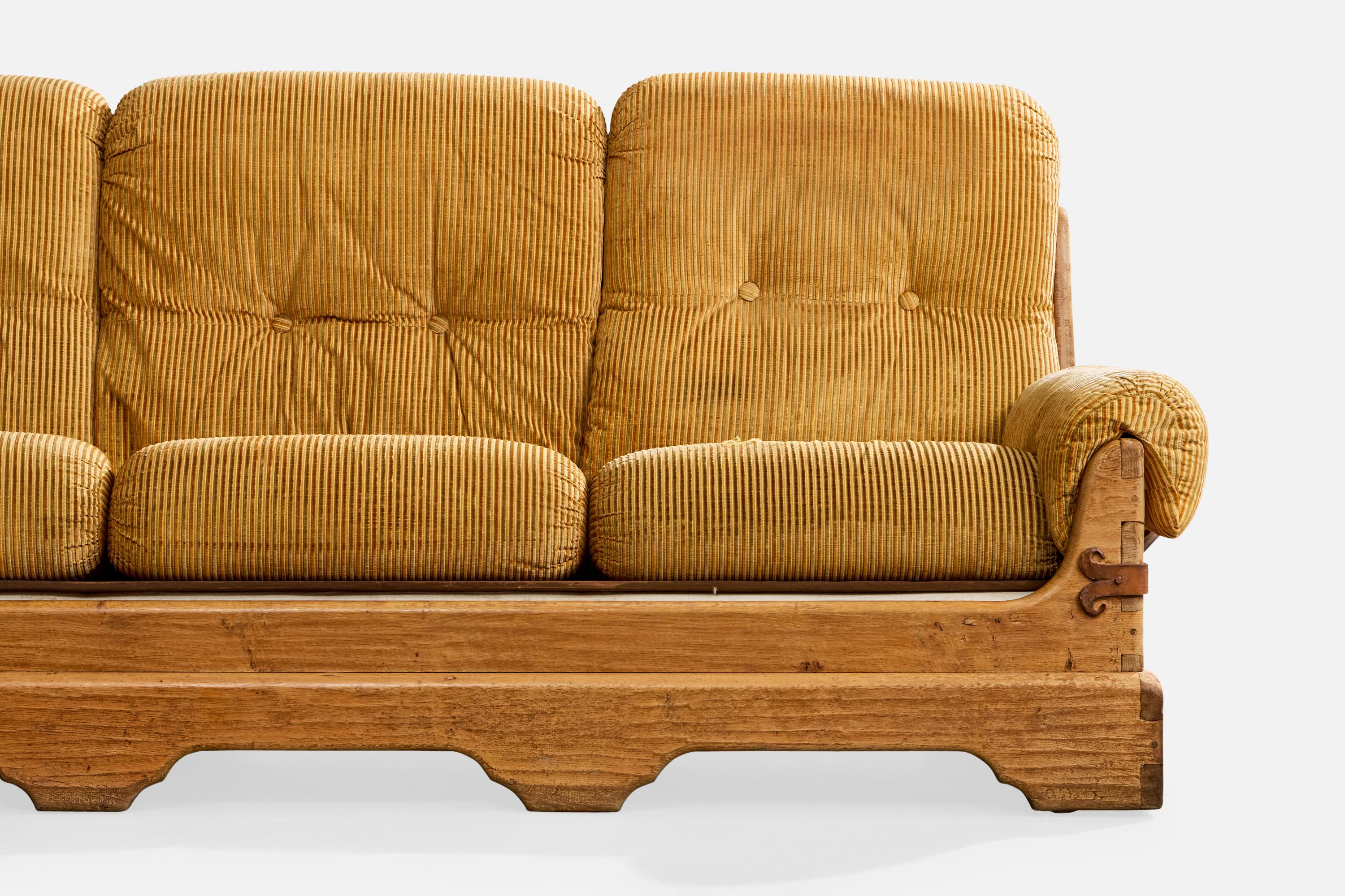 Divano di design francese, Wood, ferro, tessuto, Francia, anni '40 in vendita 2