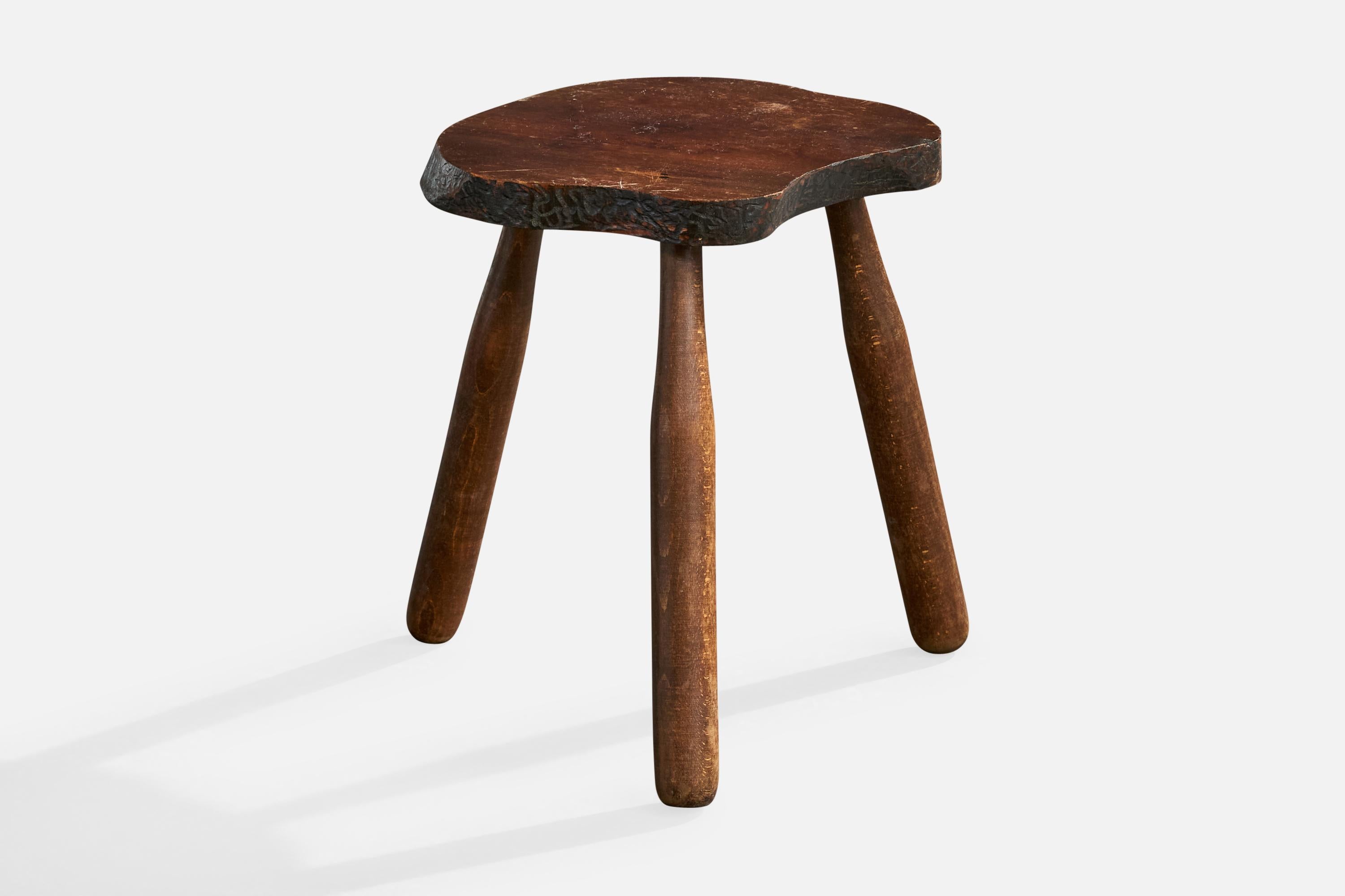 Mid-Century Modern French Designer, Stool, Wood, France, 1960s For Sale