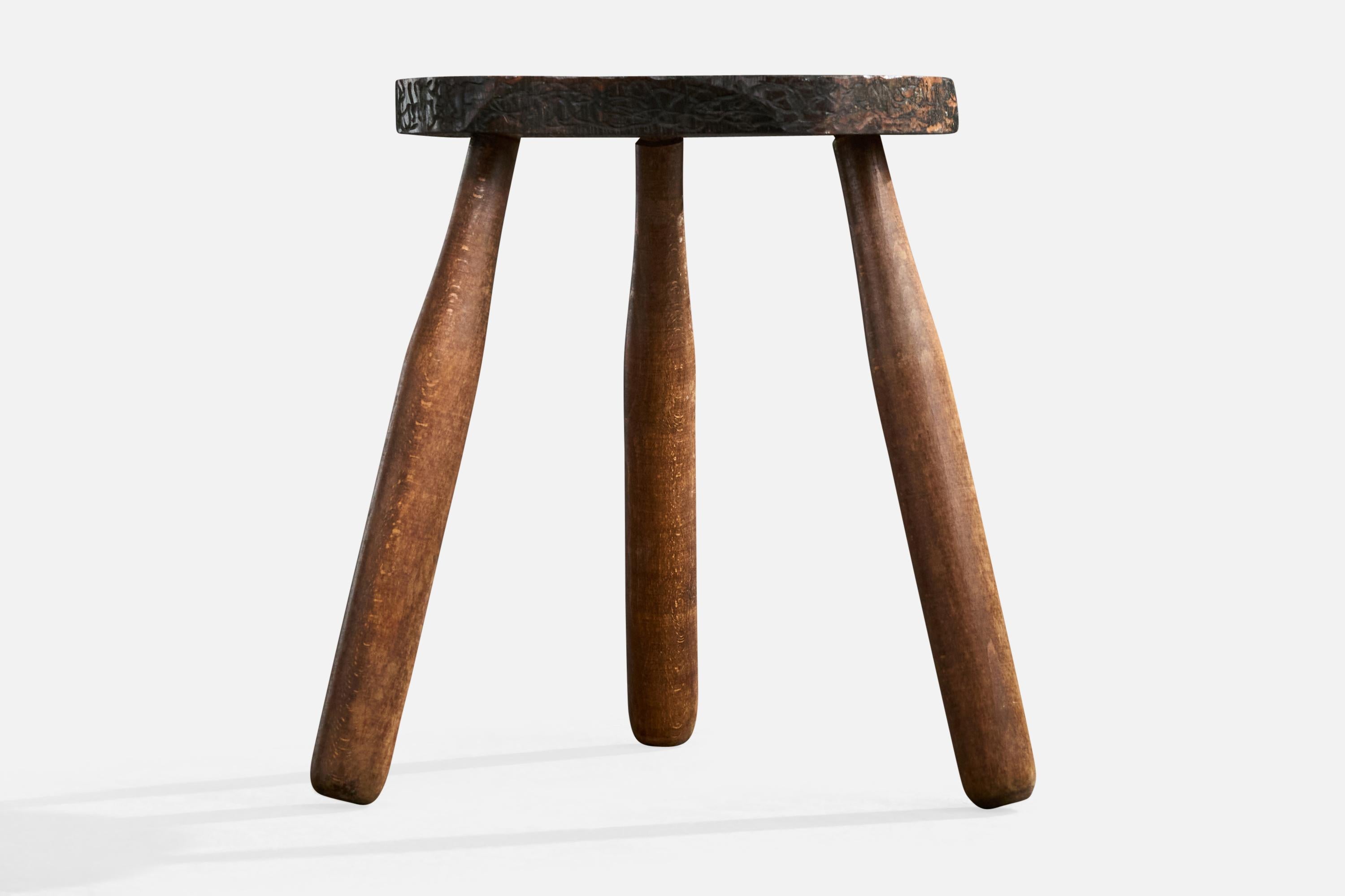 French Designer, Stool, Wood, France, 1960s In Good Condition For Sale In High Point, NC