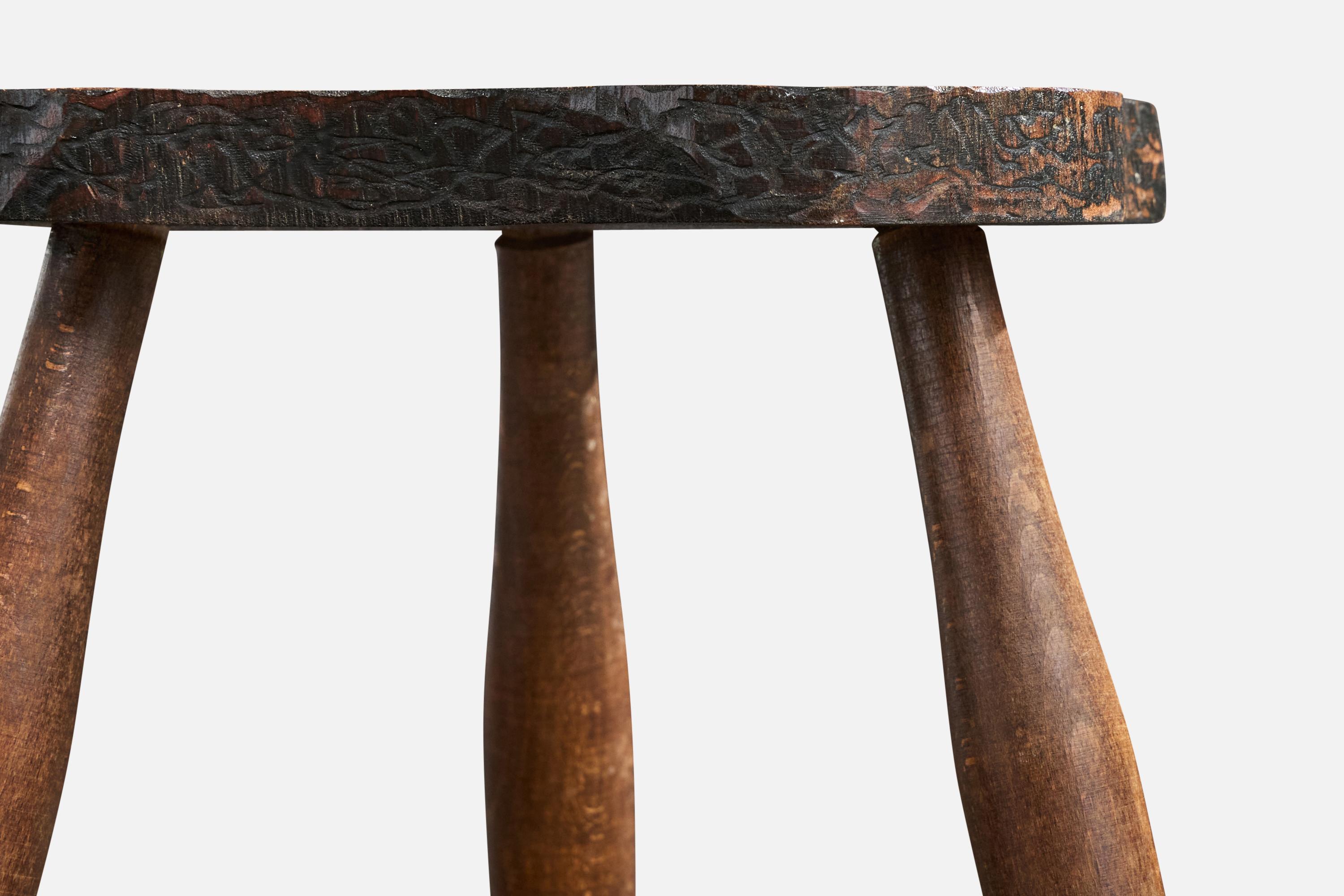 Mid-20th Century French Designer, Stool, Wood, France, 1960s For Sale