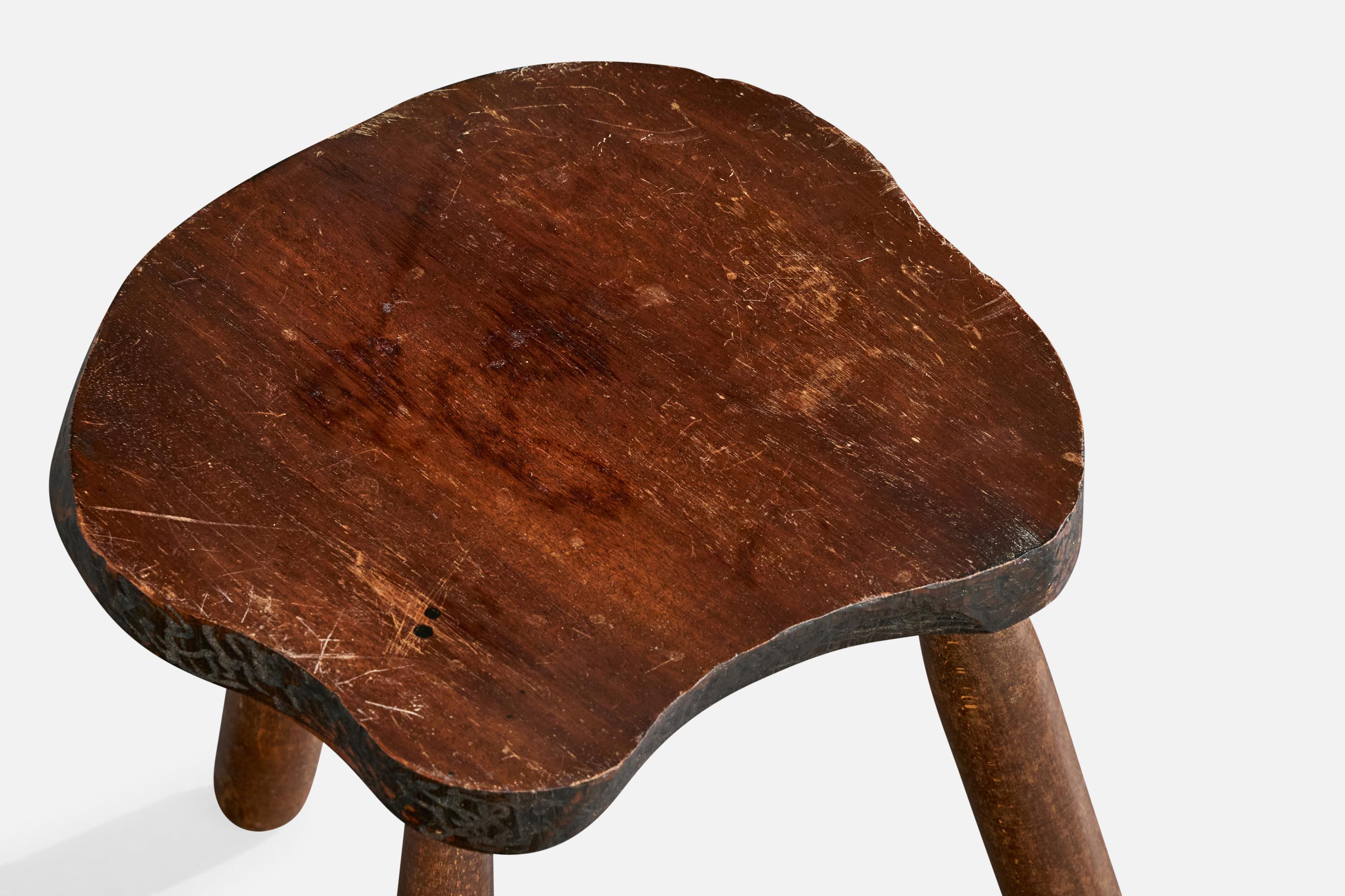 French Designer, Stool, Wood, France, 1960s For Sale 1