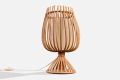 French Designer, Table Lamp, Bamboo, Paper, France, 1970s