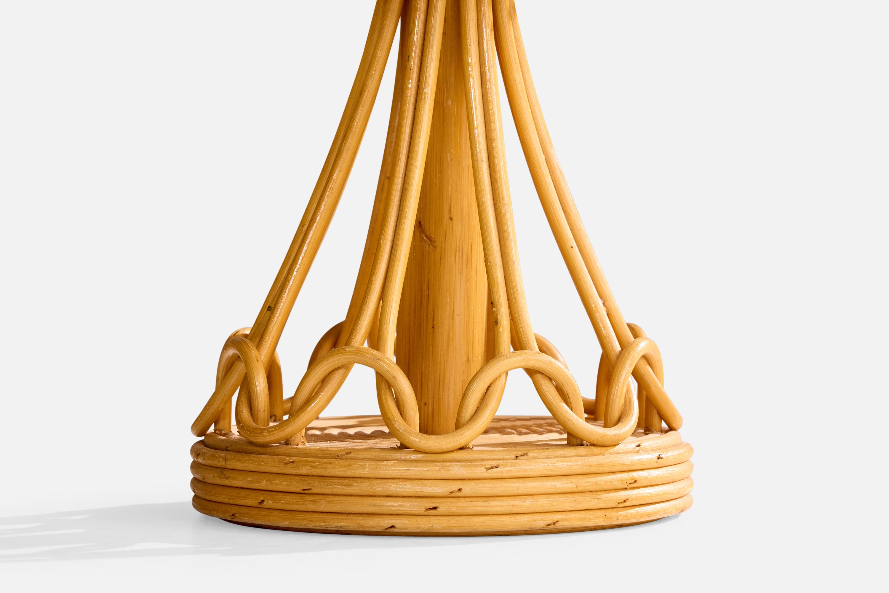Lampada da tavolo di design francese, bambù, rattan, tessuto, Francia, anni '70 in vendita 2
