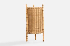French Designer, Table Lamp, Bamboo, Rattan, France, 1960s