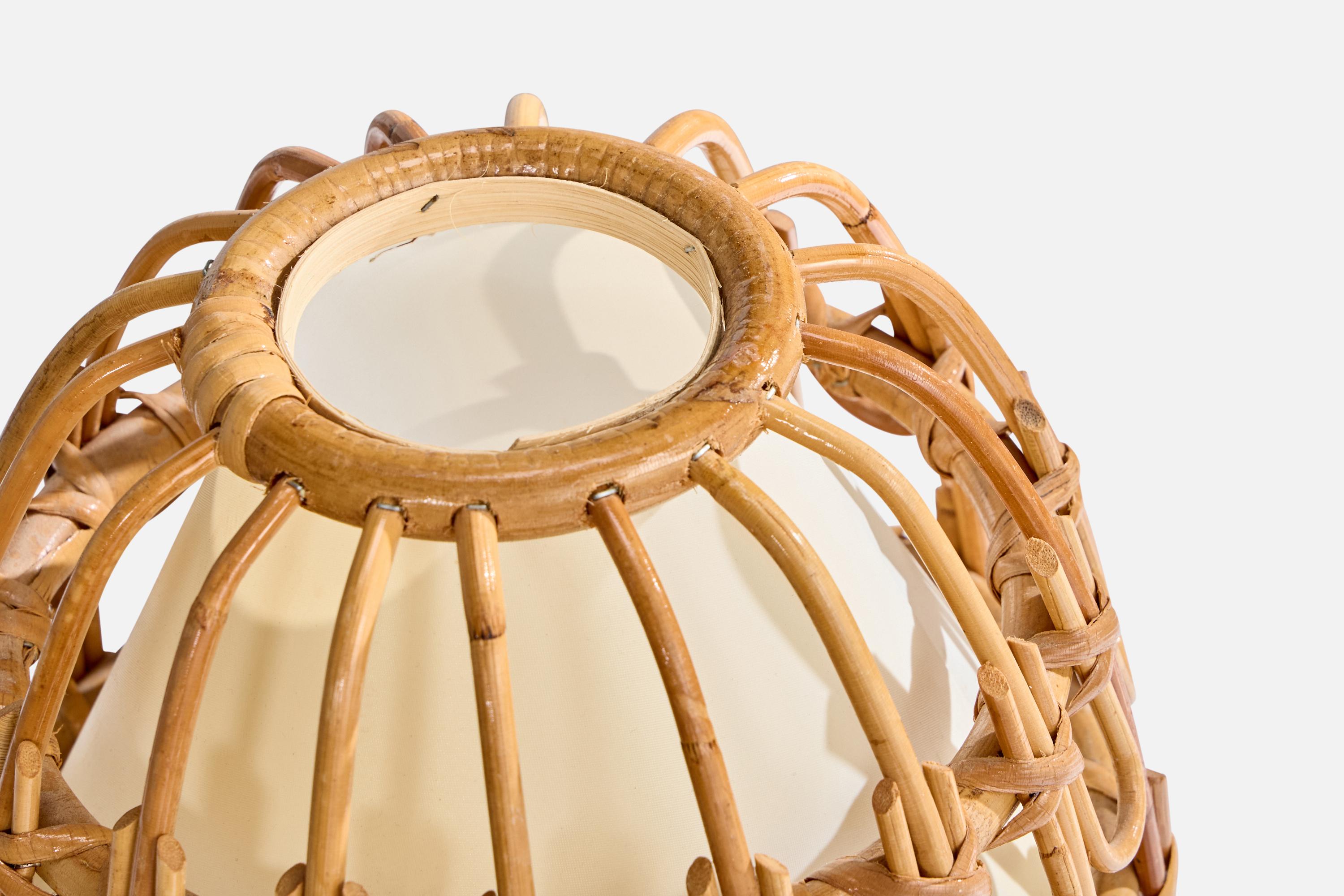 Late 20th Century French Designer, Table Lamp, Bamboo, Rattan, Paper, France, 1970s For Sale