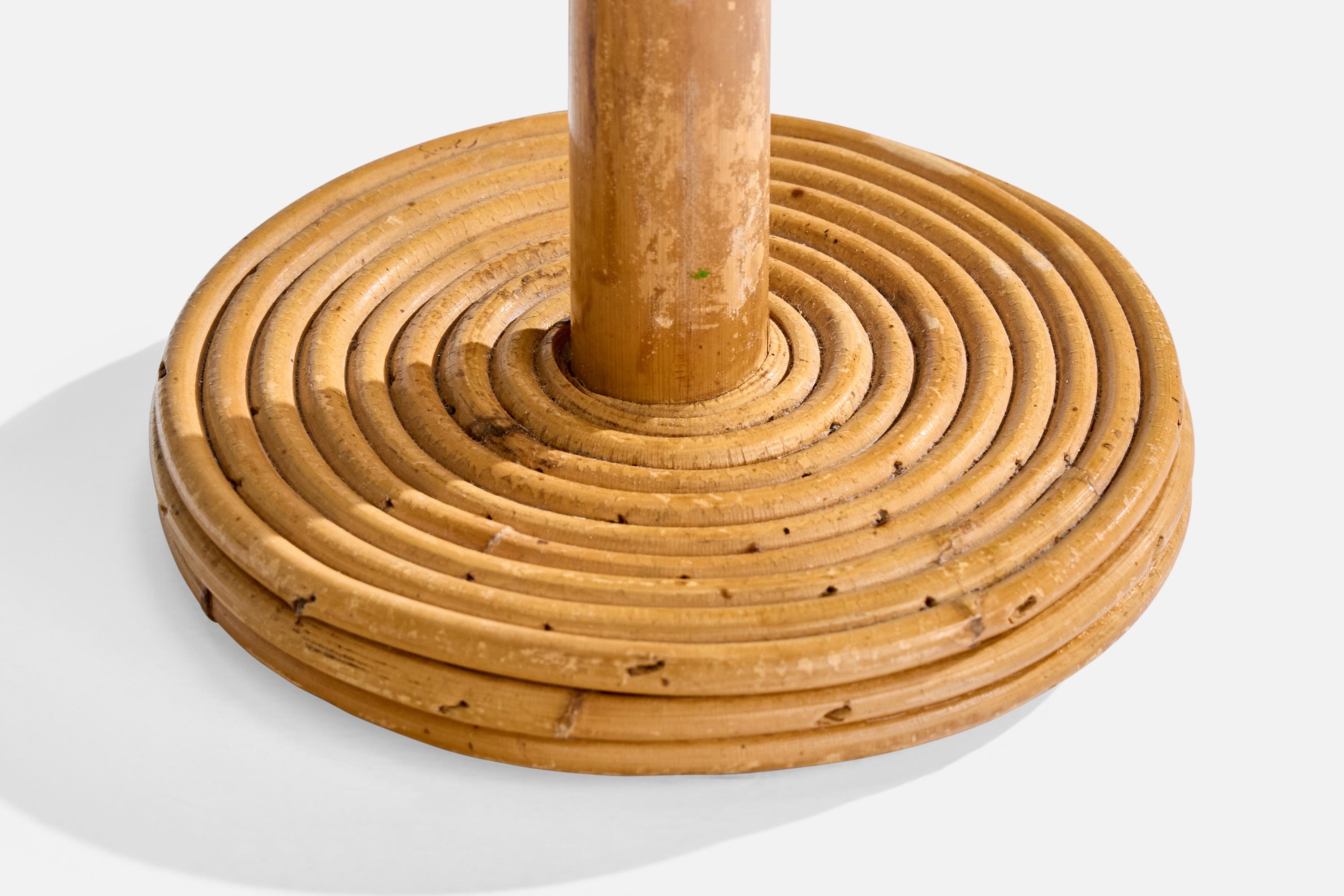 Bambù Lampada da tavolo di design francese, bambù, rattan, carta, Francia, anni '1970 in vendita
