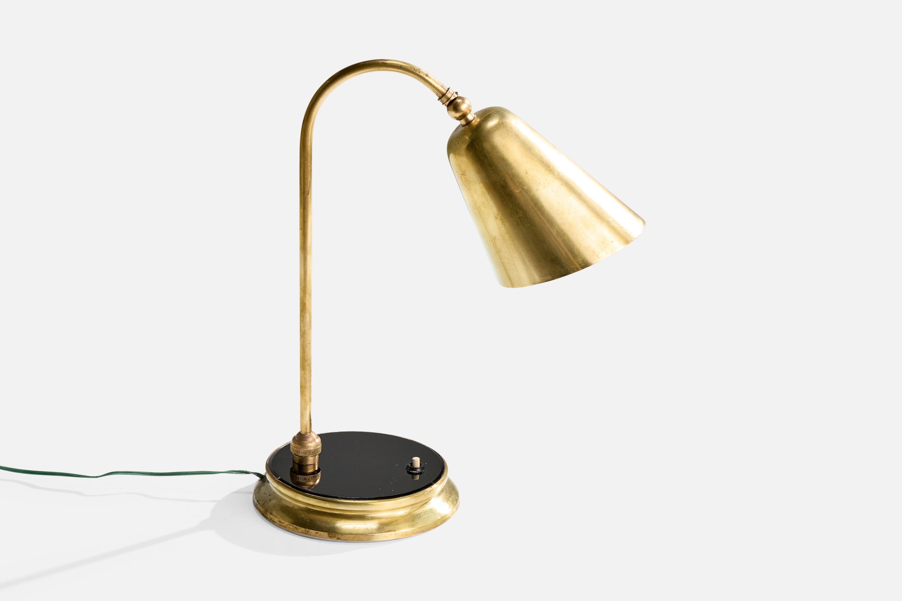 Französischer Designer, Tischlampe, Messing, Acryl, Frankreich, 1950er Jahre (Moderne der Mitte des Jahrhunderts) im Angebot