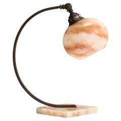 Lampe de table de designer français, laiton, albâtre, France, années 1930