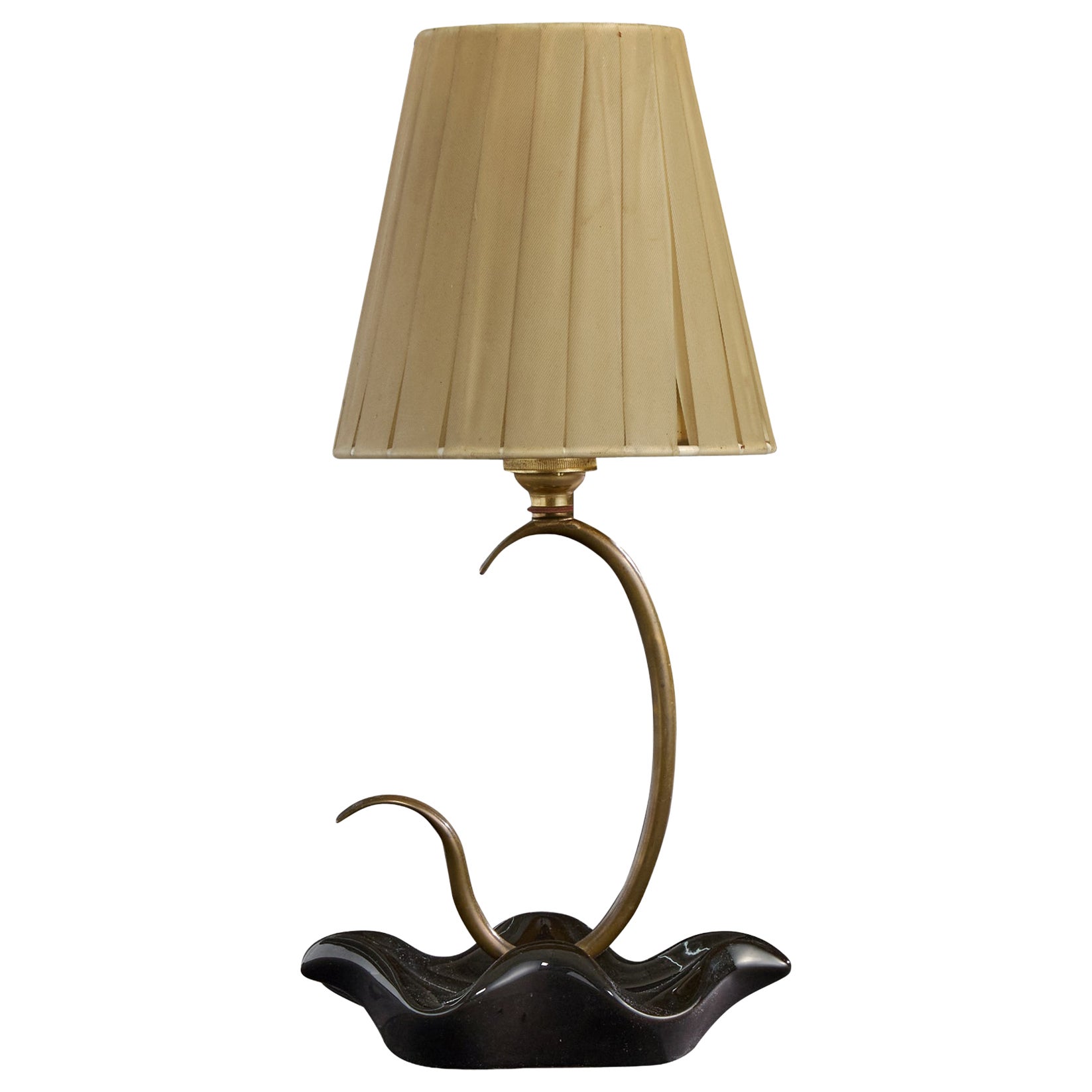 Diseñador francés, lámpara de mesa, latón, cerámica, acrílico, Francia, años 50 en venta