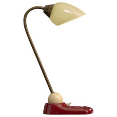 Diseñador francés, lámpara de mesa, latón, cerámica, cristal, Francia, años 50