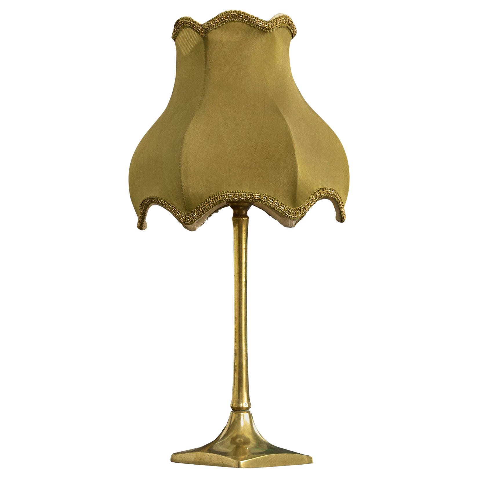 French Designer, Table Lamp, Brass, Fabric, France, 1930s