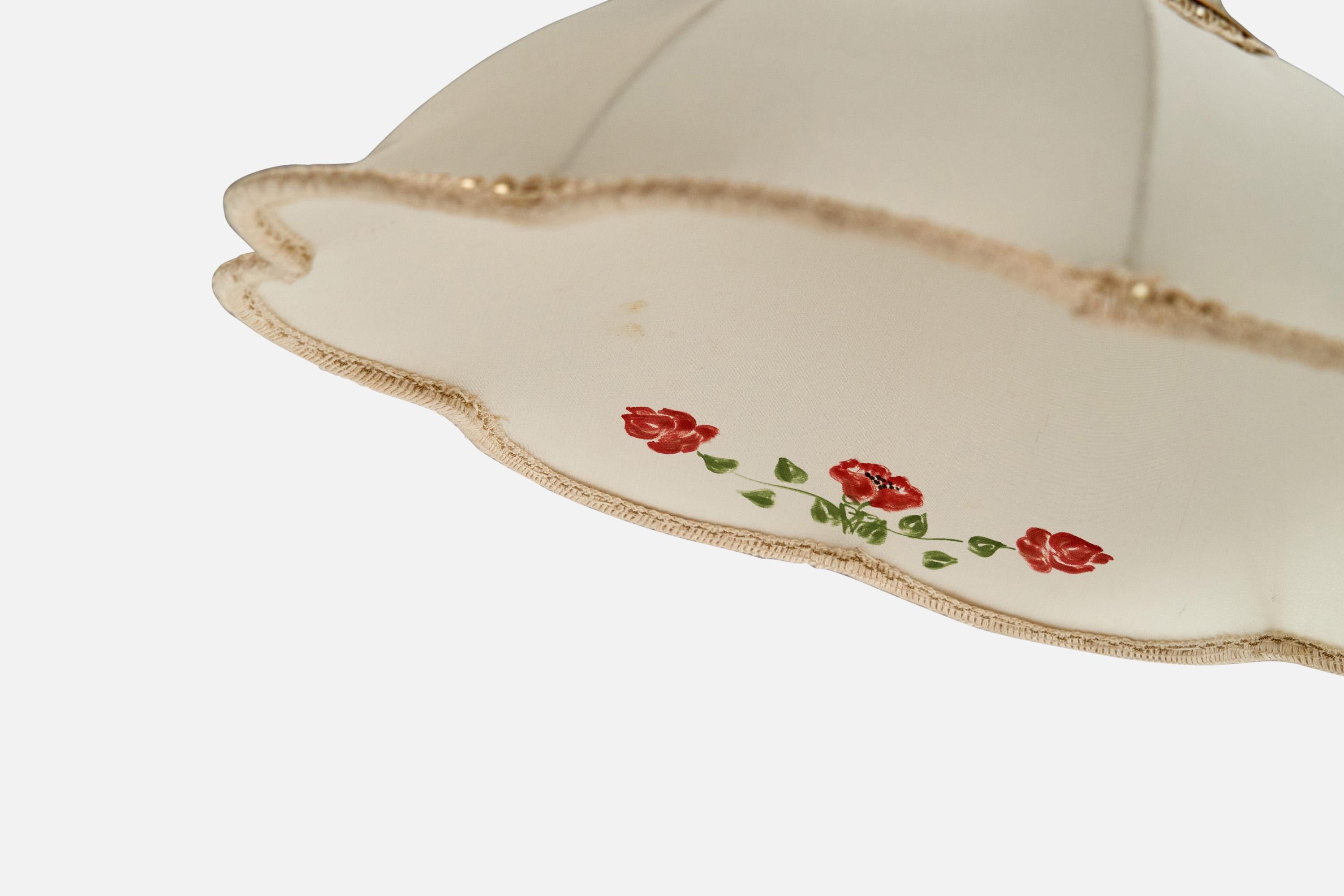 Diseñador francés, lámpara de mesa, latón, tela, Francia, años 40 mediados del siglo XX en venta
