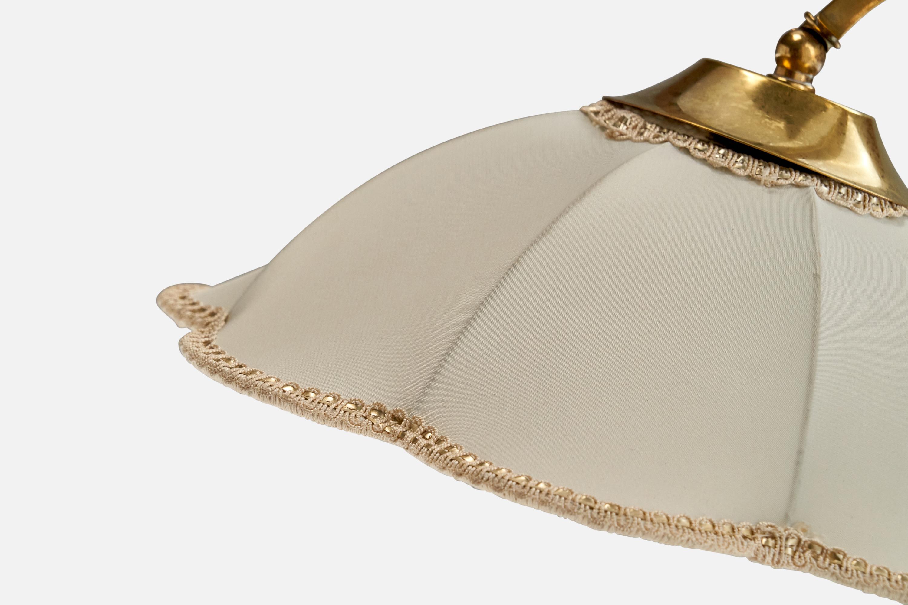 Diseñador francés, lámpara de mesa, latón, tela, Francia, años 40 Latón en venta