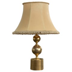 French Designer, Table Lamp, Brass, Fabric, France, 1960s