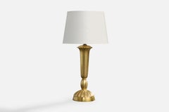 French Designer, Table Lamp, Brass, France, 1930s