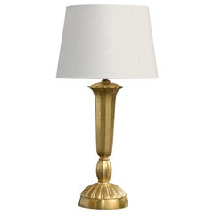 French Designer, Table Lamp, Brass, France, 1930s
