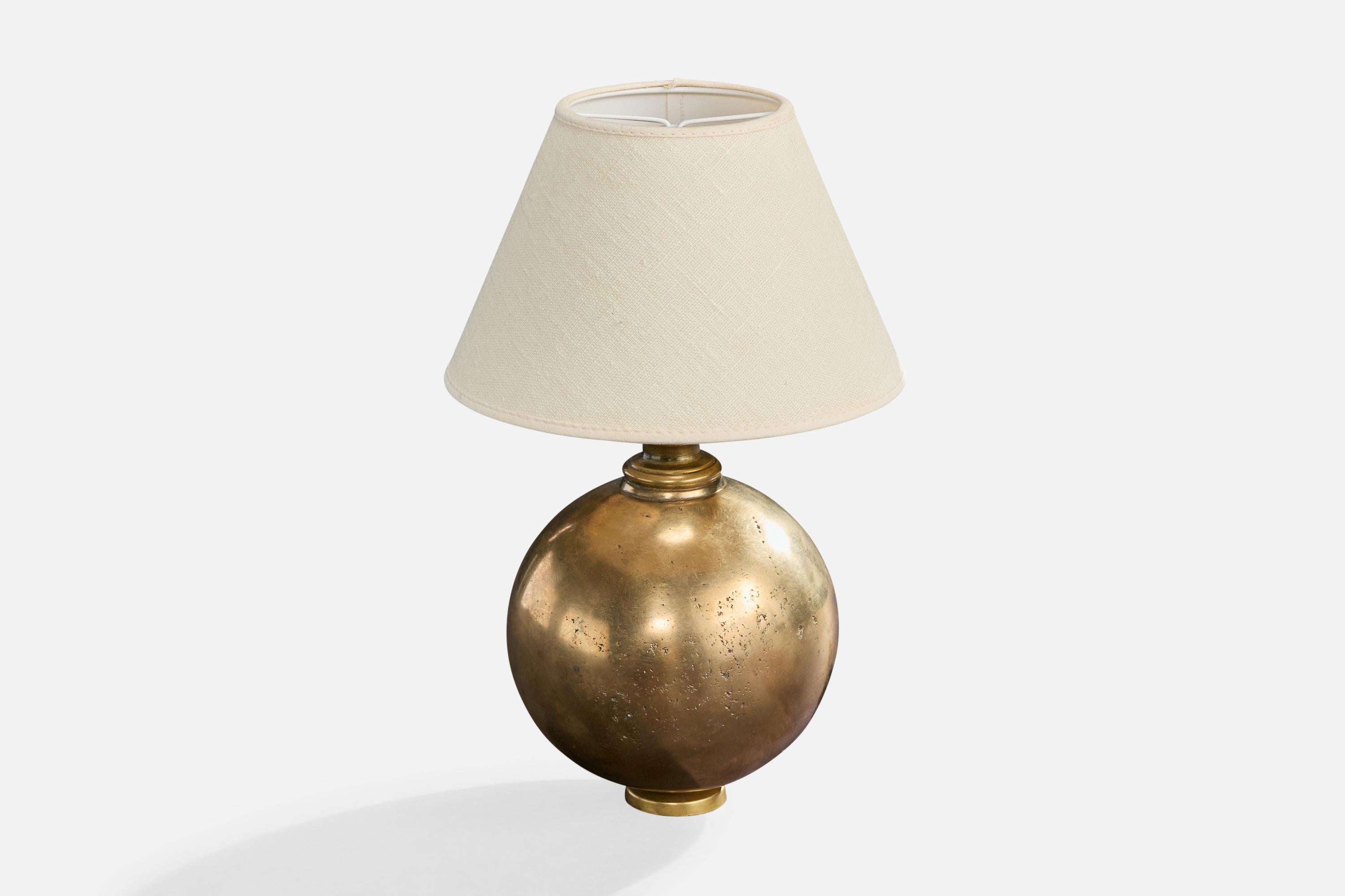 Mid-Century Modern Lampe de table de designer français, laiton, France, années 1940 en vente