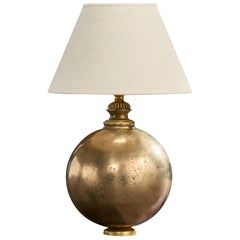 French Designer, Table Lamp, Brass, France, 1940s