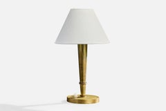 French Designer, Table Lamp, Brass, France, 1940s