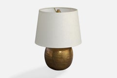 French Designer, Table Lamp, Brass, France, 1950s