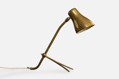 French Designer, Table Lamp, Brass, France, 1950s
