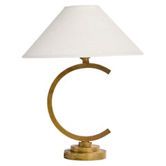 French Designer, Table Lamp, Brass, France, 1950s