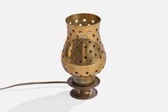 French Designer, Table Lamp, Brass, France, 1960s