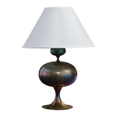 French Designer, Table Lamp, Brass, France, 1970s